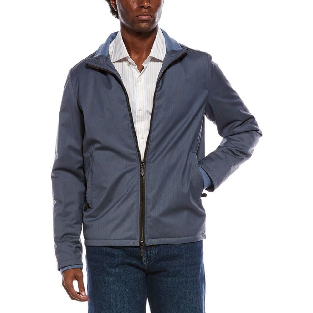 Isaia Mens  Wool-Blend Solid Jacket, Grey